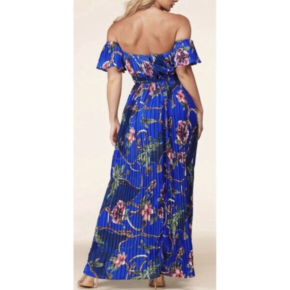Latiste  Floral Print Maxi Dress Accordion-Pleated  Chiffon Sleeve Size 1X - Picture 10 of 11